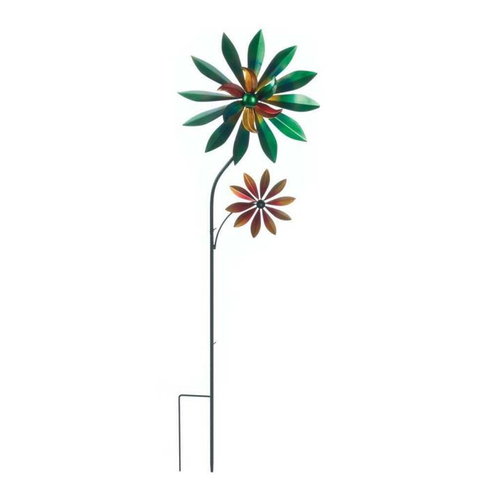 New Dahlia Windmill Garden Outdoor Spinners Flower Yard Stake Ornament Wind Iron