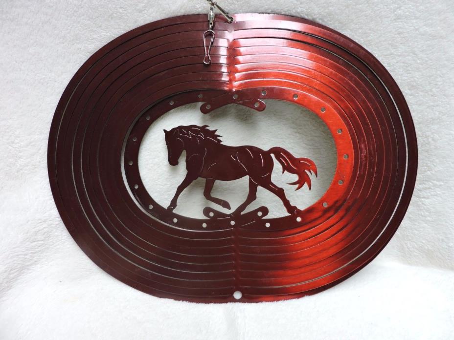 Red Prancing Horse Metal Wind Spinner Light refractor