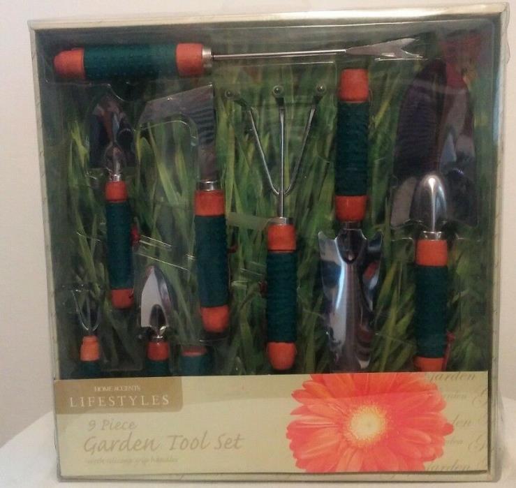 9 Piece Garden Tools with Silicone Grip Handles. New by Home Accents Lifestyles
