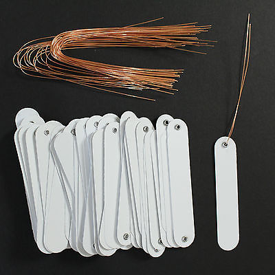 150 ~ White Plastic Plant Tags W/Eyelet & Copper Tie 3 3/4 x 3/4 Thickness .020