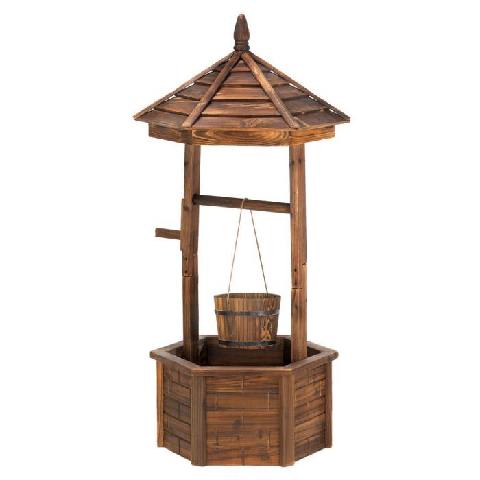 Rustic Wishing Well Planter Yard Outdoor Living Gardening Supplies Plant Care