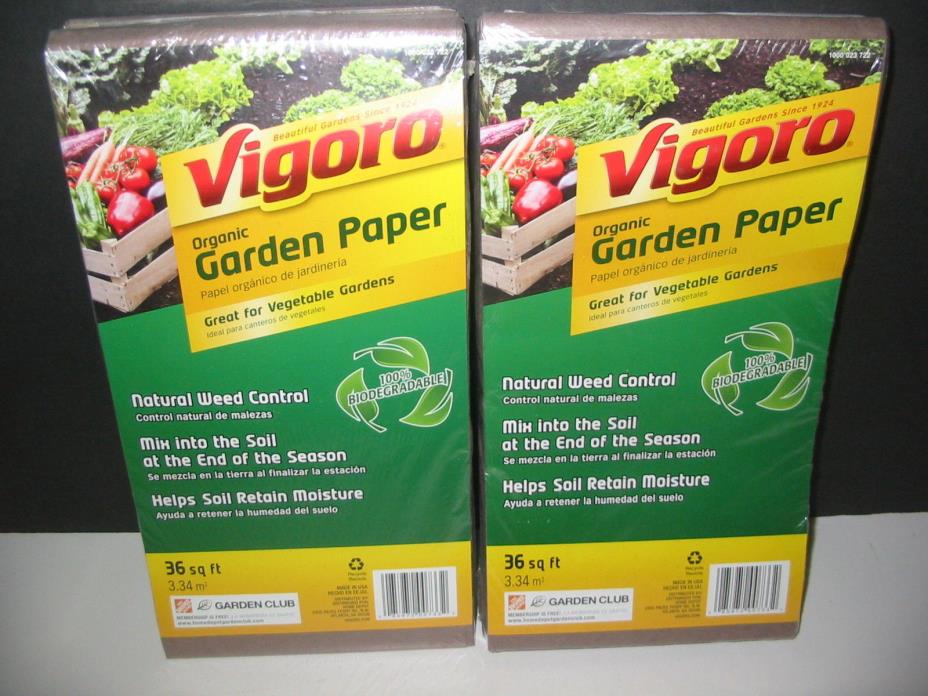 2 Pk 36 sq ft=72 Vigoro Organic Garden Paper Raised Bed Barrier Weed Control