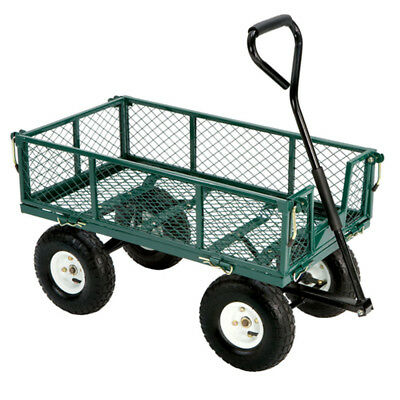 Utility Wagon Cart Mobile Hauling Towing Folding Sides Farm Handle Steering Cart