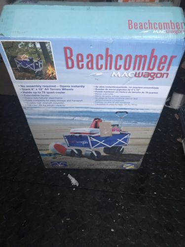 Beachcomber Wagon Collapsible Folds Compact Molded Wheels Umbrella Outdoor Beach