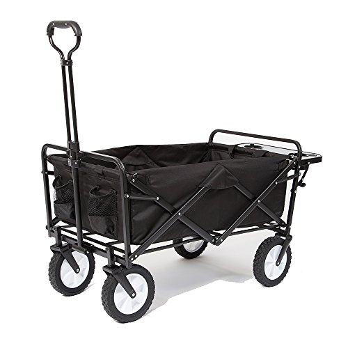 Mac Sports Collapsible Folding Outdoor Utility Wagon with Side Table - Black AA4