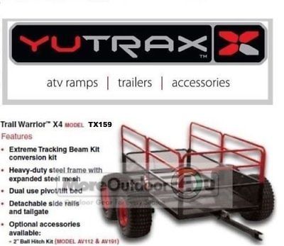 TX159 YUTRAX X4 Steel Mesh ATV Trail 4 Wheel Yard Cart Trailer Free Freight