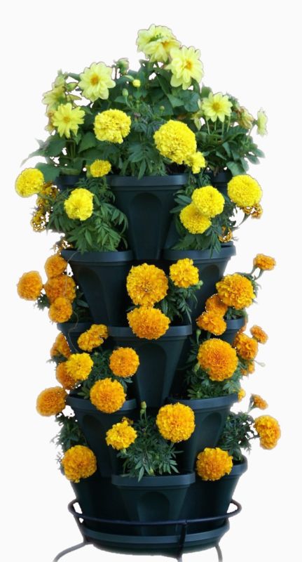 Outdoor Vegetable Planter Stackable Flower Pot 5 Tier Indoor Vertical Garden