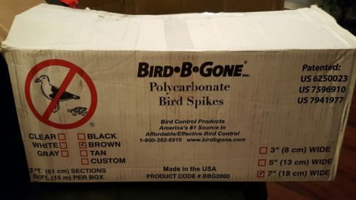 Bird B Gone Plastic Bird Spikes - 50 ft x 7 in - Brown - New Open Box BBG2000