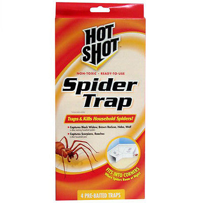 4 NEW HOT SHOT SPIDER TRAPS,INSECT/SCORPION/ROACH TRAP,HOUSEHOLD PEST CONTROL