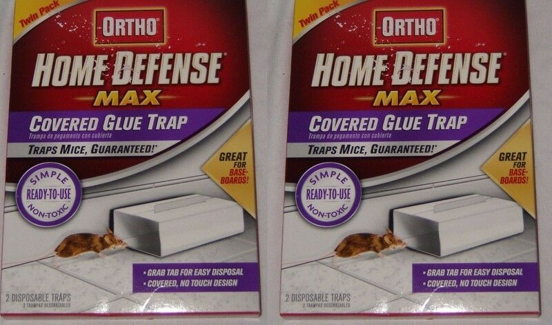Mice Traps Ortho Home Defense Max Covered Glue Lot of 2 Twin Packs Non Toxic