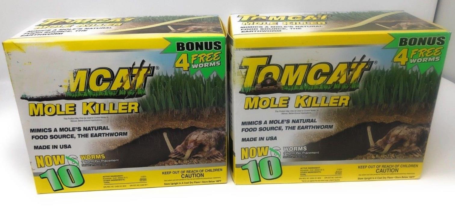 Lot of 2 - ORIGINAL Tomcat Mole Killer Worms = 2 Packs of 10 = 20 Worms Total