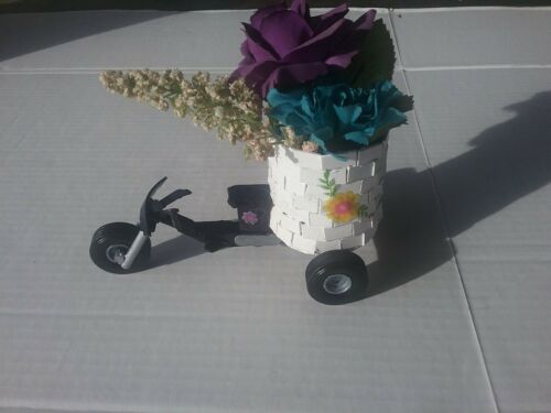 Handmade Popsicle Motorcycle Basket Flower Pot Trike Decor Vase