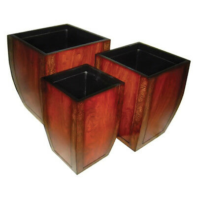 Cheungs Set of 3 wooden curve/tapered square planter