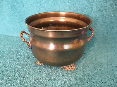 Brass Bowl/Planter w/Ornate Handles & Feet (item# S318)