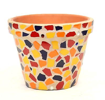 Mosaic Clay Pot, Multi Color-8.5