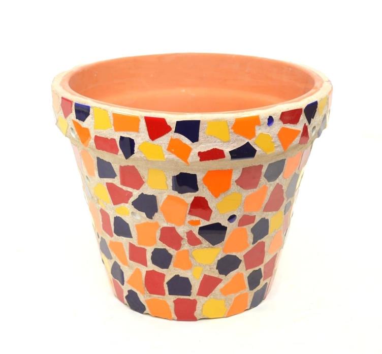 Mosaic Clay Pot, Multi Color Design-10.5