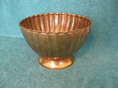 Brass Bowl/Planter w/Ribbed Sides (item# S317)