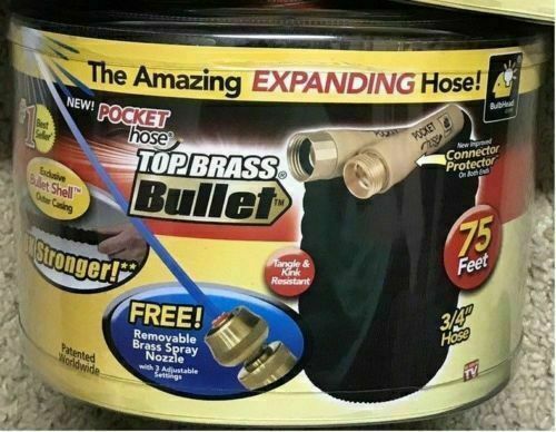 75ft. Amazing Brass Bullet Pocket Hose With Free Brass Spray Nozzle Free Ship