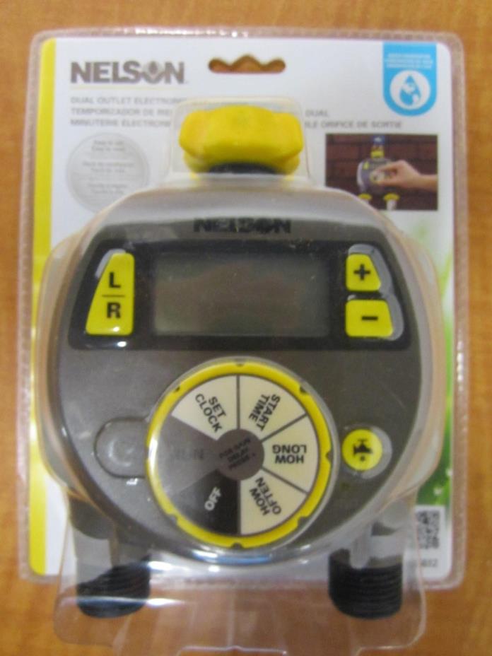 Dual Outlet Water Timer, 6 Cycle, Digital LCD, 3/4