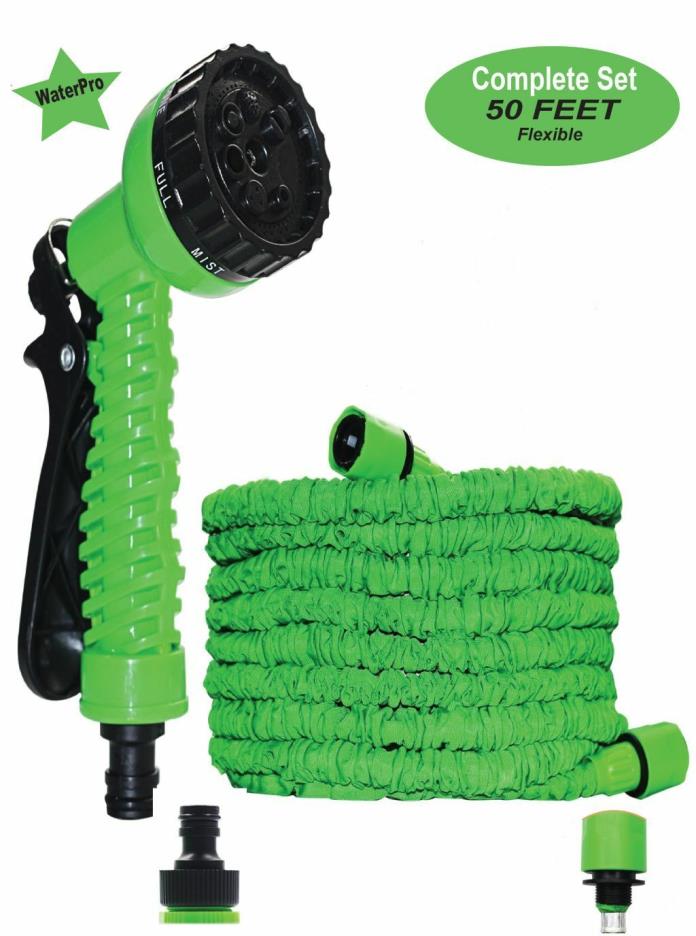Expandable Lawn Garden Water Hose 50ft Magic Spray Nozzle RV Home or Boat