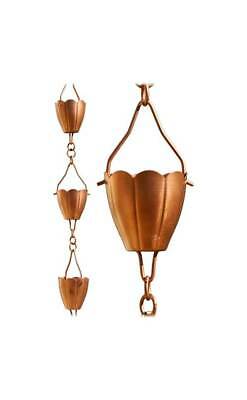 Full Length Rain Chain in Antique Copper Flower Cup [ID 56274]