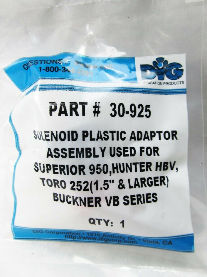 DIG Part #30-925 Solenoid Plastic Assembly Used For Superior 950 Hunter HBV New