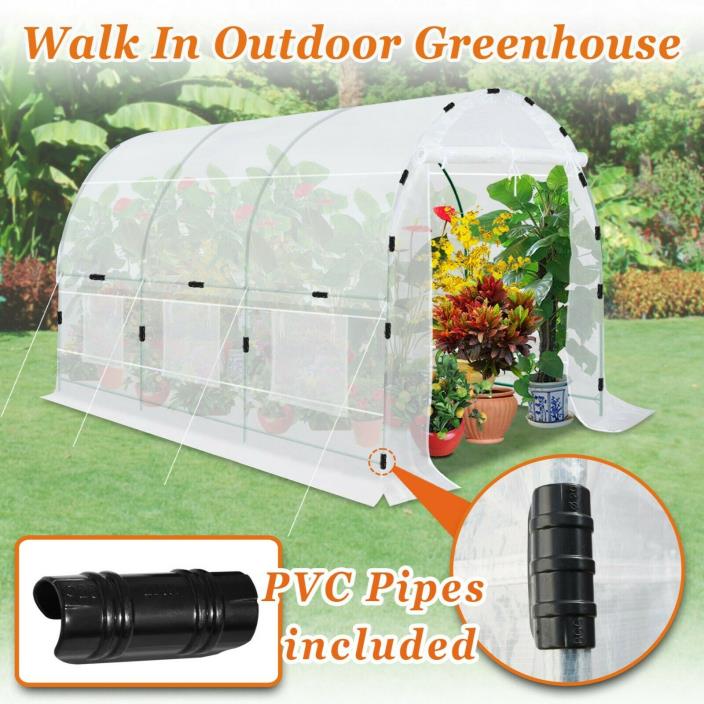 12X7X7' Hot Half Transparent Walk-In Greenhouse w ABS Clamps Outdoor Planting