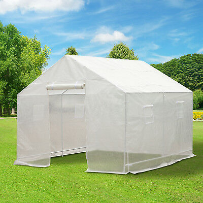 10'x9.5' Walk-in Greenhouse Tunnel House PE Cover Portable White