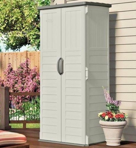 Outdoor Storage Cabinet Plastic Vertical Tool Garden Shed lockable Door Tall