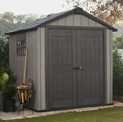Keter Oakland Duotech 7 ft. 5 in. W x 7 ft. 3 in. D Plastic Storage Shed