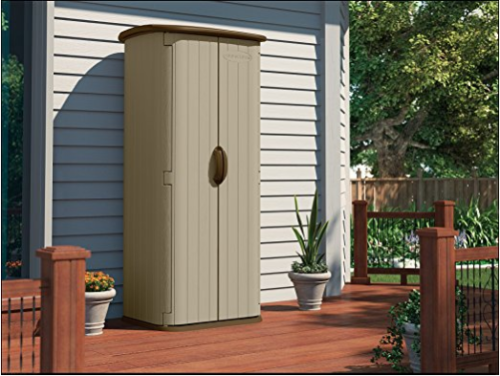 Outdoor Storage Shed Tall Garden Tool House Cabinet Vertical Plastic Patio Boxes