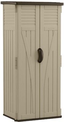 Suncast 2x3/4x2x8 Durable Double-Wall Resin Vertical Storage Shed Lockable