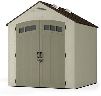 Suncast 7 x 7 Resin Storage Shed Multi-Wall Panel W/ Floor Options Door Latch