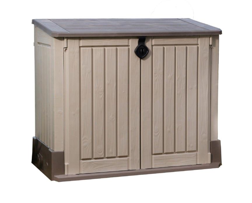 Outdoor Storage Box Horizontal Portable Shed Store Tools Pool Supplies Chemicals