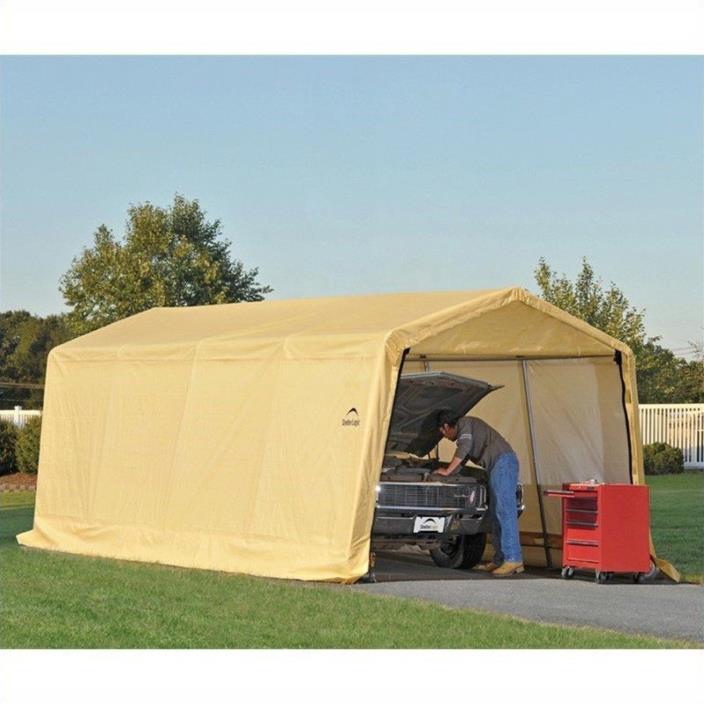 Shelterlogic Auto Shelter 10' x 20 x8' Peak Style Instant Garage, Sandstone