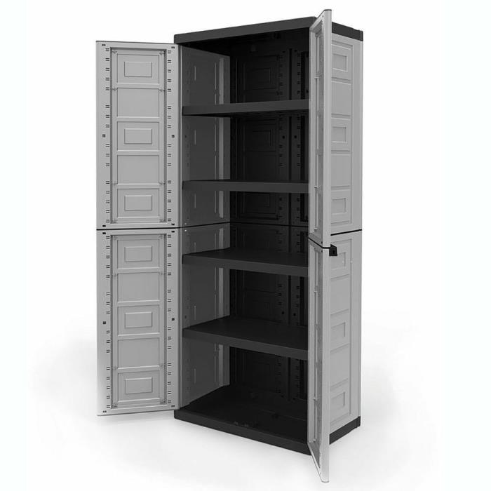 Outdoor Storage Cabinet Plastic Garage Unit Locker 4 Adjustable Shelves Lockable