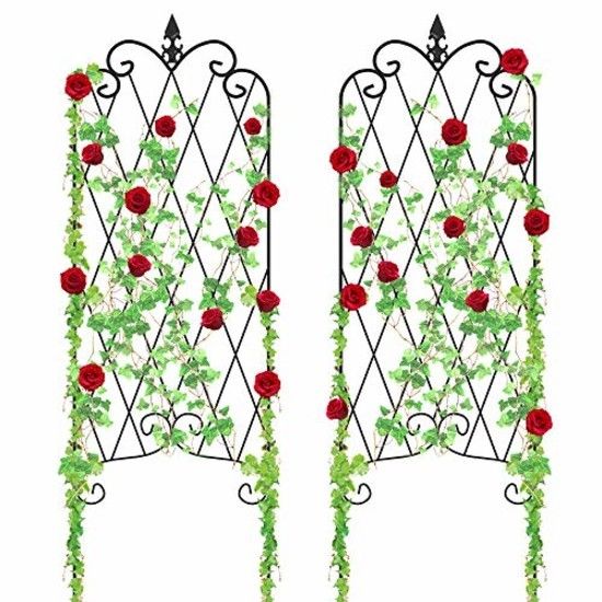 Metal Yard Garden Trellis For Climbing Plants Flower Cucumbers Pot Leaf Support