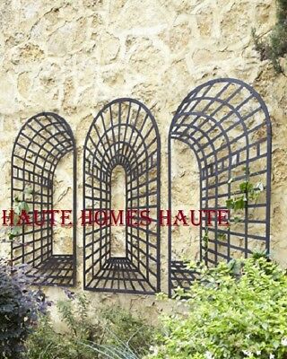 NEW Horchow ENGLISH FRENCH IRON BLACK GARDEN ARCH LATTICE TRELLIS WALL GRILLE