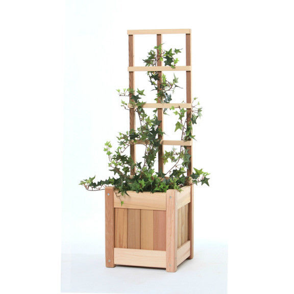 RED CEDAR 2 PC PLANTER WITH TRELLIS 10X10X30 (PL10T ATC)