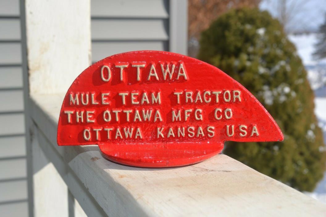Ottawa Mule Team Tractor Hood Emblem Reproduction Painted And Lettered