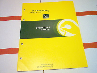 John Deere 65 Riding Lawn Mower Operator's Manual Serial No. 120,000-up