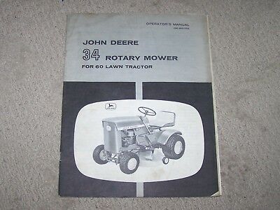 John Deere Used 34 Rotary Mower For 60 Lawn Tractor  Operators Manual   B9