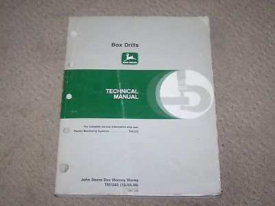 John Deere Used Box Drill Tech Manual TM1592  See Description  B10