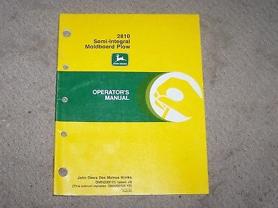 John Deere Used 2810 Semi-Integral Moldboard Plow Operators Manual  B11