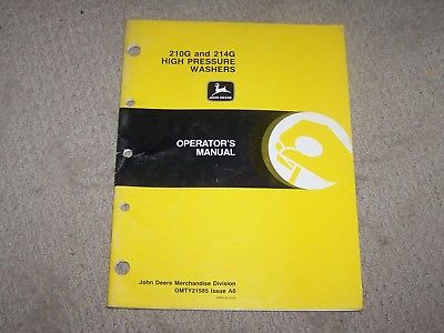 John Deere Used 210G & 214G High Pressure Washers Operators Manual   B9