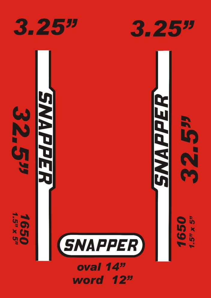 5- SNAPPER 1650  GARDEN TRACTOR VINYL DECALS