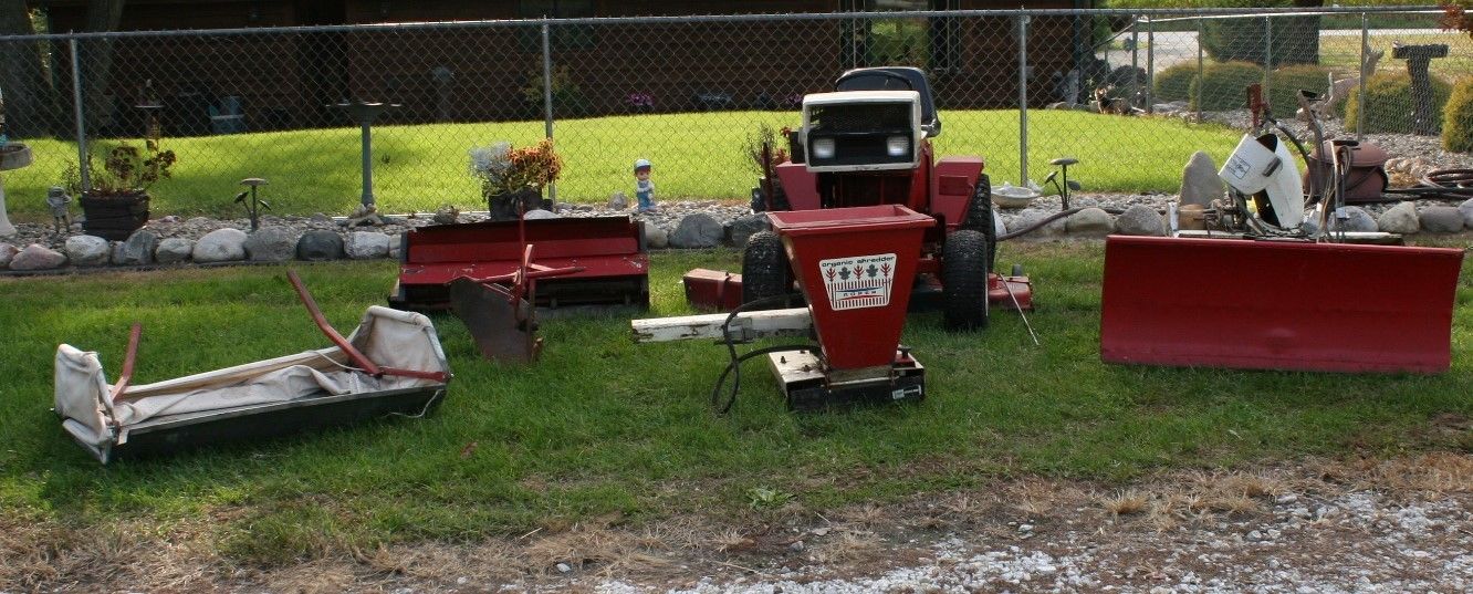 ROPER RT-16T GARDEN TRACTOR W 6 ROPER IMPLEMENTS 1 ROW SNOW PLOW & BLOWER &MORE