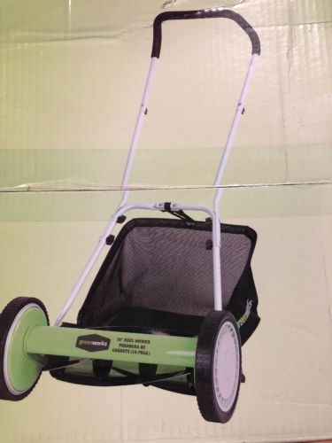 Reel Power Lawn Tool Deck Mower Adjustable Hand Push 16-Inch with Grass Catcher