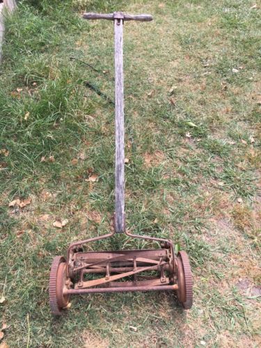 Vintage Rotary Push Mower Ball Bearing Wooden Handle