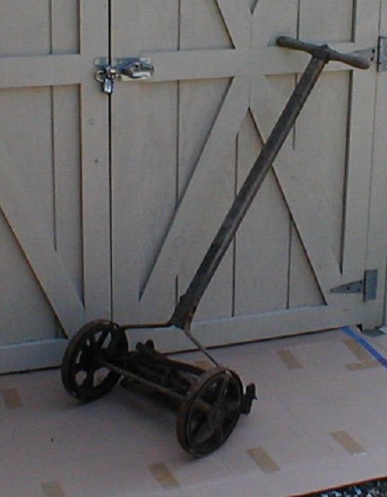 Antique Reel Lawn Mower 3 Mowers Steel Wheels